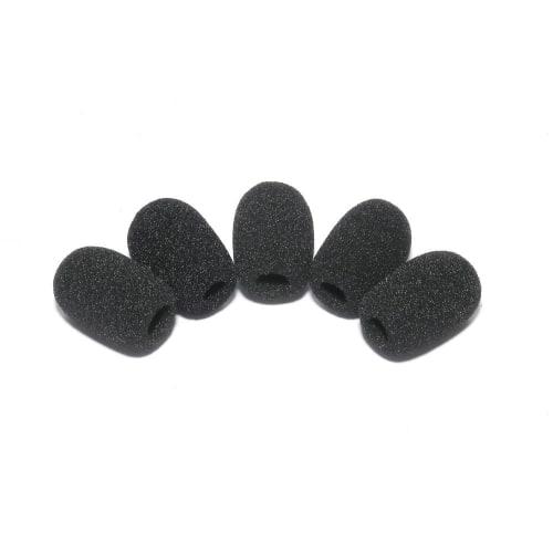 Microphone Sponge Windscreen for Lapel Microphones, Broadcasting, Set of 5, Black, 2.0cm Long
