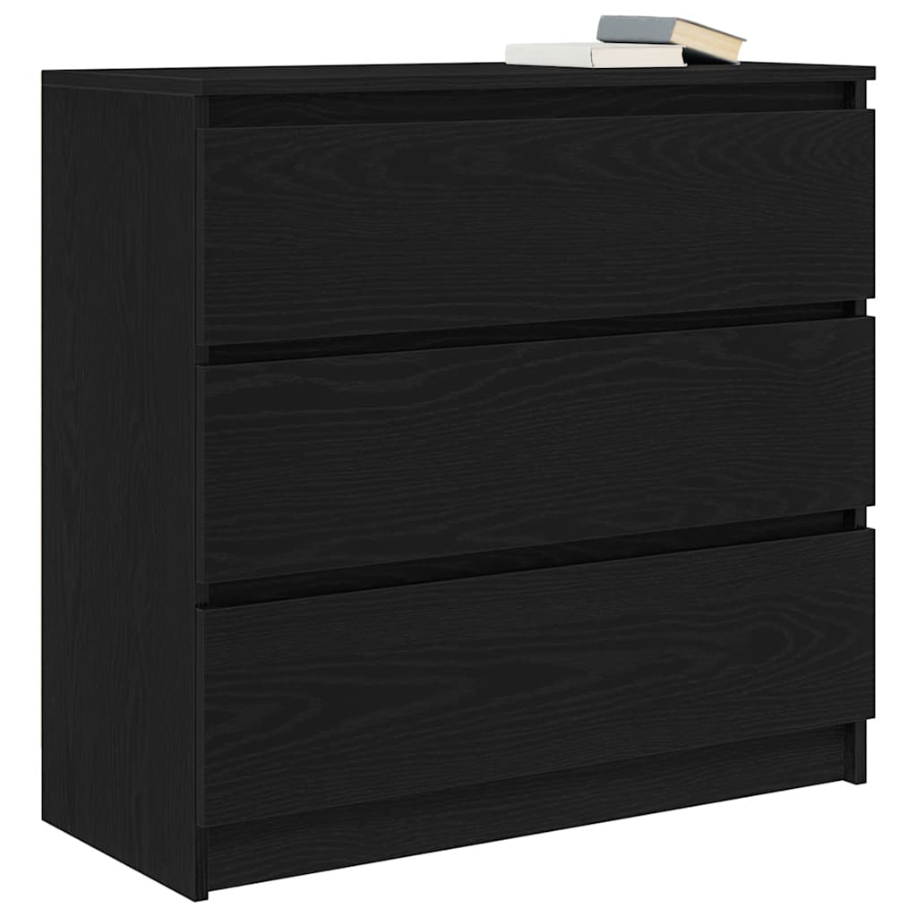 Sideboard in Black Oak Look 80 x 35 x 76 cm Engineered Wood