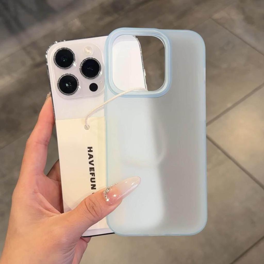 Frosted Solid Color Case for iPhone: Compatible with iPhone 17, 16 Pro Max, 15 Plus, 14, and Semi-Transparent 13 Mini.