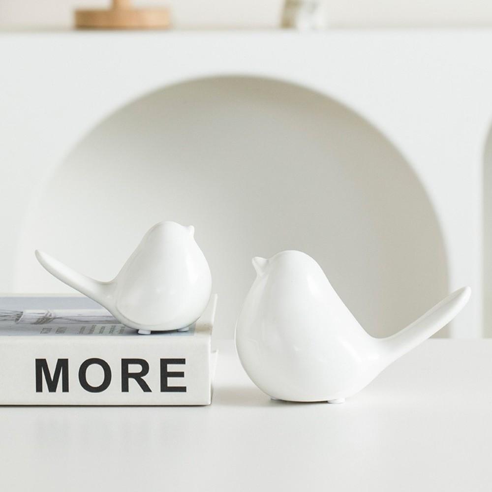 Nordic Style Bird Sculpture Modern Bookshelf Bird Ceramic Figurines Black White Art Deco Animal Statue Ornaments Table Display