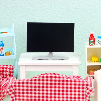 2 peças 1:12 Móveis em miniatura para casa de bonecas Tv televisão com controle remoto de 1 peça