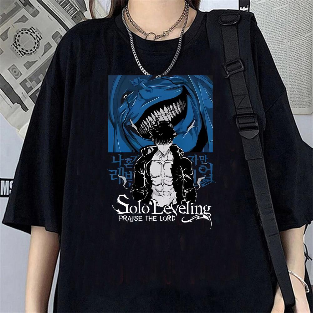 Solo Leveling T-Shirt Sung Jinwoo New Anime Manga Tshirt Men Women Clothing Short Sleeve Cartoon T Shirt