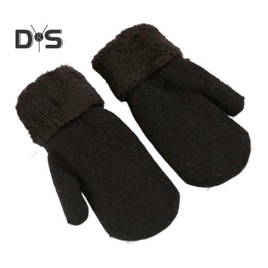 

1 пара зимних варежек унисекс, двухслойные, утолщенные, плюшевые, вязаные, нескользящие, для холодной погоды, для вождения, гольфа, катания на лыжах и коньках