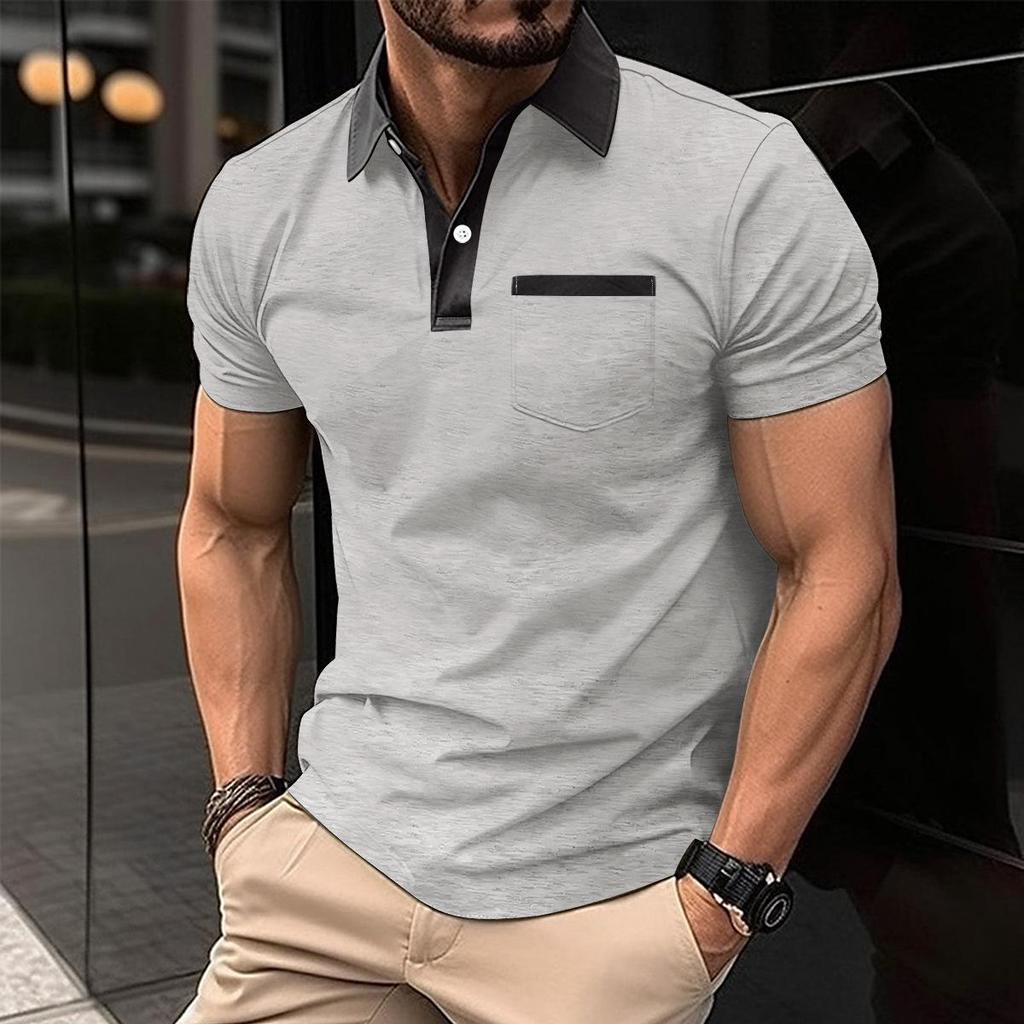 Men's Slim Fit Short-Sleeve Polo Shirt with Chest Pocket
