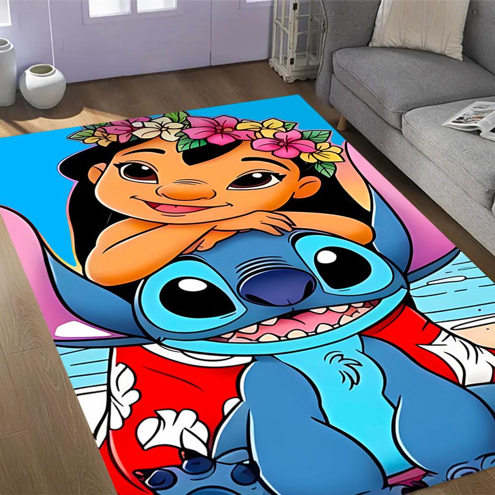 Lilo And Stitch Dance Party Disney Cartoon Theme Anti-Slip Rug - Polyester, Home Decor, Suitable for Bedrooms, Living Rooms, Doorways, and Studios