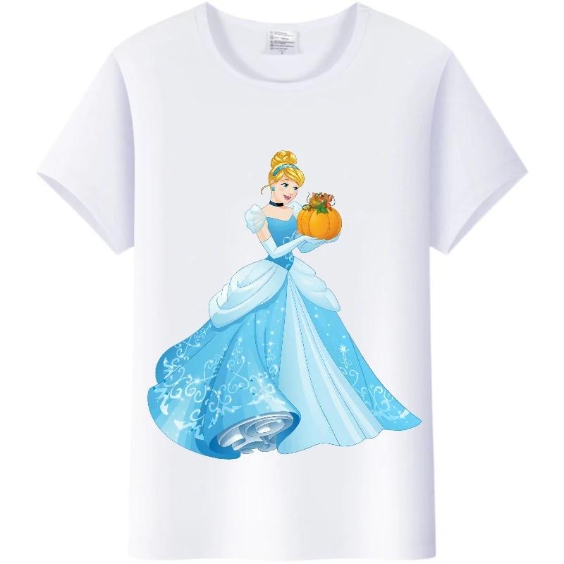 T-shirt Kawaii Disney Cartoon Ragazza Camicia Principessa Donna Estate 2024 Abbigliamento Y2K Top Manica Corta Magliette Carine Bluse Bianche Larghe