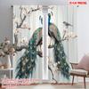 2pcs,2D Plane Printing Contemporary Curtains Peacock Blossom Harmony Versatile Durable Polyester (without Rod) Holiday Perfect