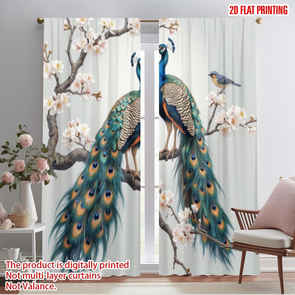 

2pcs,2D plane printing Contemporary Curtains Peacock Blossom Harmony Versatile Durable Polyester (without rod) Holiday Perfect 52.50×116.00 CM 2pcs