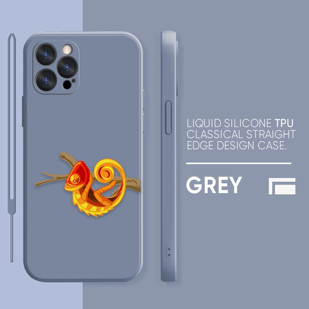 Funny Chameleon lizard Phone Case iPhone 11 12 13 14 Pro Max 7 8 Plus XR XS SE Straight Edge liquid Silica Gel Shell Cover Funda