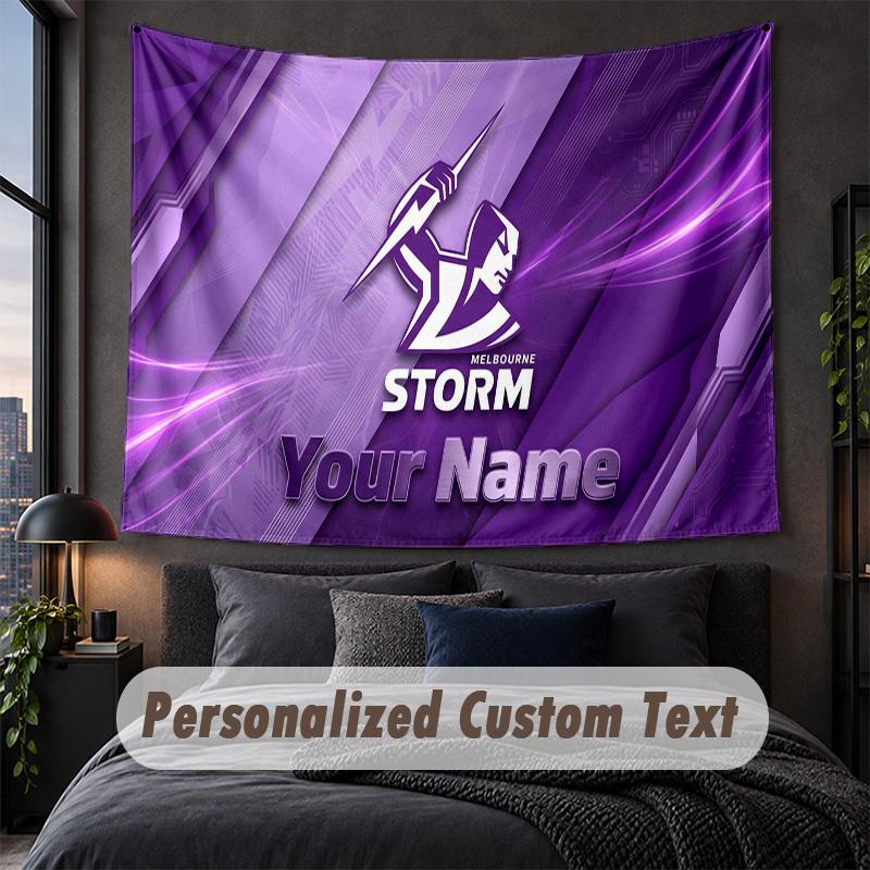 Custom Name Text Tapestry,Melbourne Storm Decorative Wall Hanging, Background Tapestry For Home Bedroom