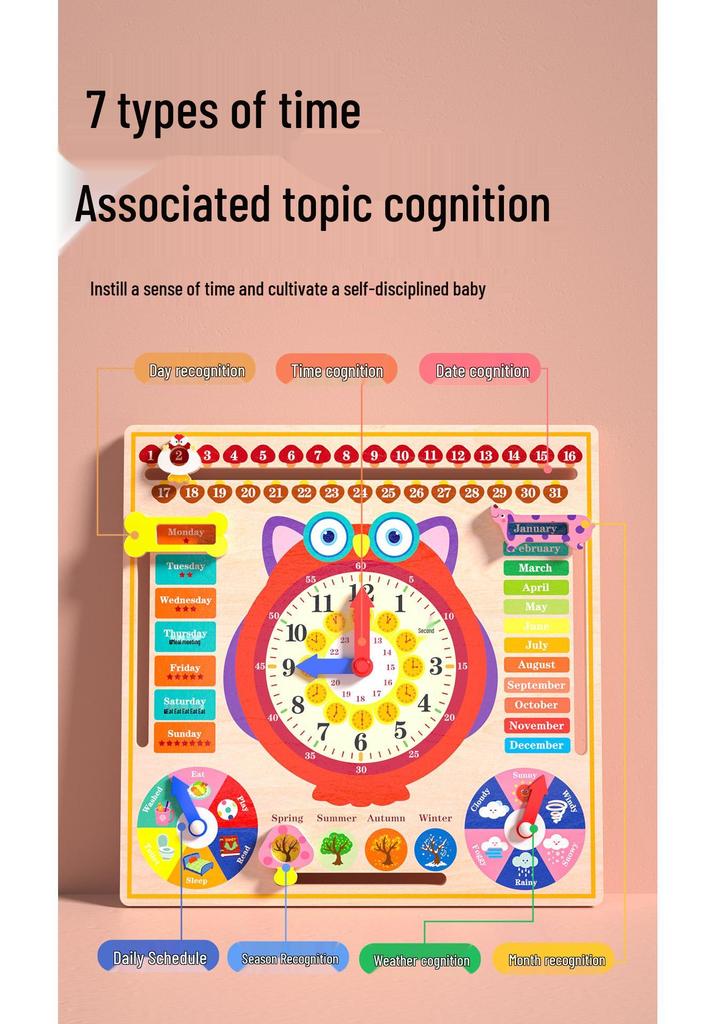 Montessori Educational Toys: Children's Weather & Date Recognition Clock Puzzle for Ages 3-6