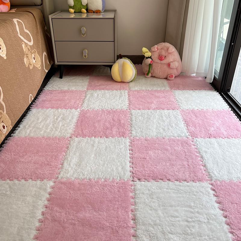 Plush Bedside Rug: Girls' Room Foam Floor Mats, Washable & Stylish