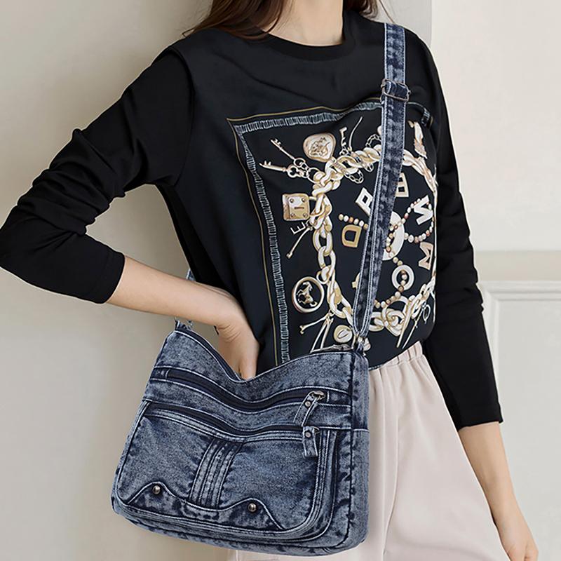 Denim Bag Women's Large Capacity Shoulder Bag Middle-aged And Elderly Mother Bag