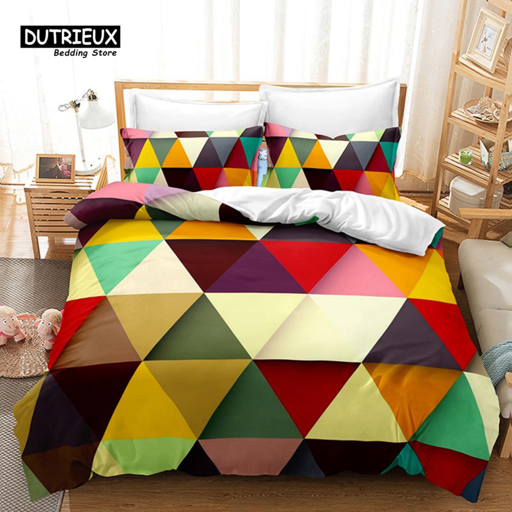 Psychedelic Swirl Duvet Cover Luxury Abstract Geometric Bedding Set Chic 3D Comforter Cover King For Girls Adults Bedroom Decor