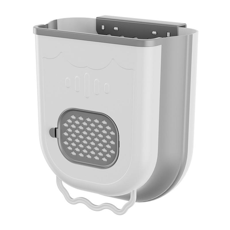 Foldable Wall-Mounted Hanging Trash Can for Kitchen & Bathroom - Easy-to-Clean, High-Quality Plastic Bin