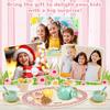 Children's Wooden Tea Service, Kids’ Kitchen Accessories, Toy Tea Set for Tea Party, Wood Kitchen Toys for Role Play, Gift for Little Girls and Boys