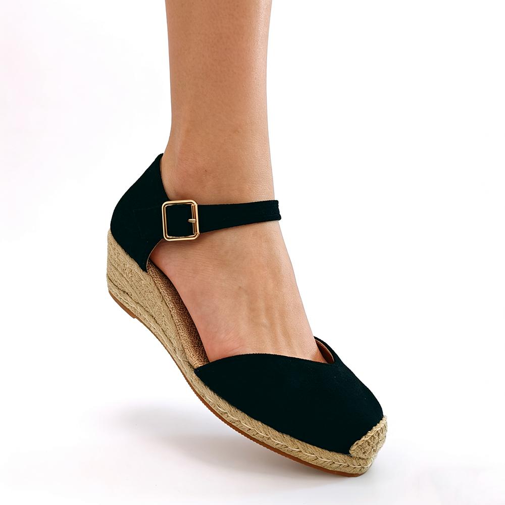 Sandali Espadrille Zeppa Donna Zeppe Piattaforma Eleganti da Donna Estivi Casual Tacchi Neri 5,5 cm Taglia Larga 42