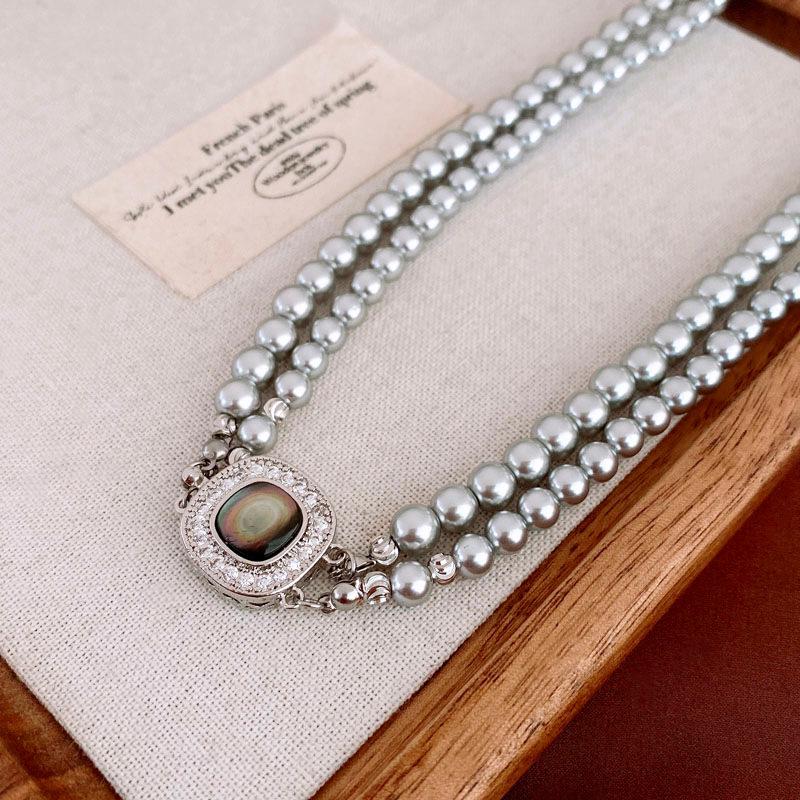 Elegante französische doppelreihige Perlenkette: Vielseitige, hochwertige Schlüsselbeinkette