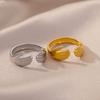 18k Gold Plated Men's Adjustable Geometric Stainless Steel Ring - Korean Style