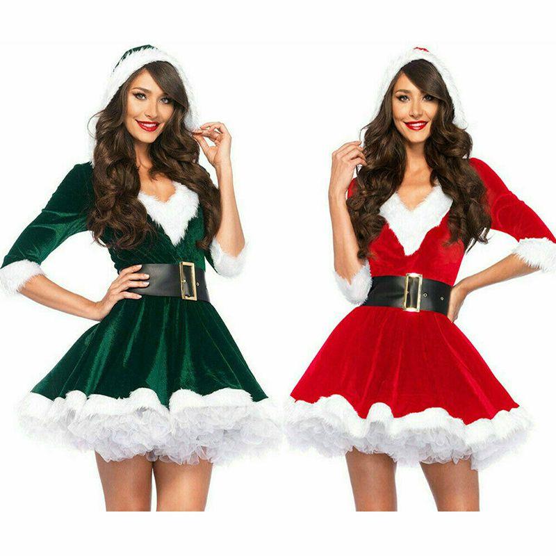 Santa Womens Girls Claus Christmas Costume Cosplay Lady Xmas Outfit Dress Fancy