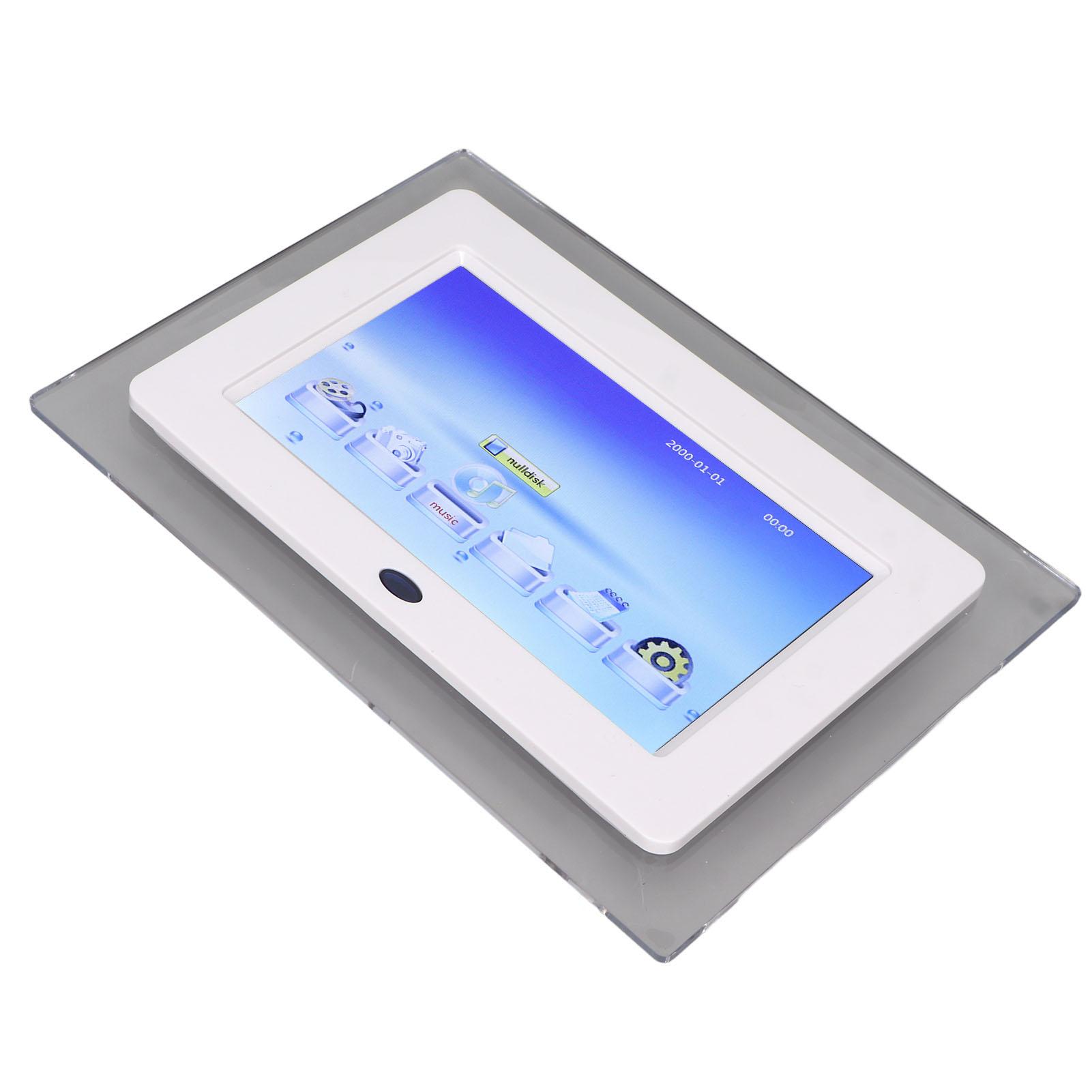 

Цифровая фоторамка с экраном HD 7 дюймов, интеллектуальный пульт дистанционного управления, электронная фоторамка, белая, 100‑240 В, США EU Plug