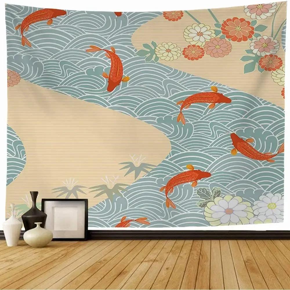 

Гобелен с изображением золотой рыбки, украшение для офиса, гостиной, настенный гобелен для дома 100x75cm