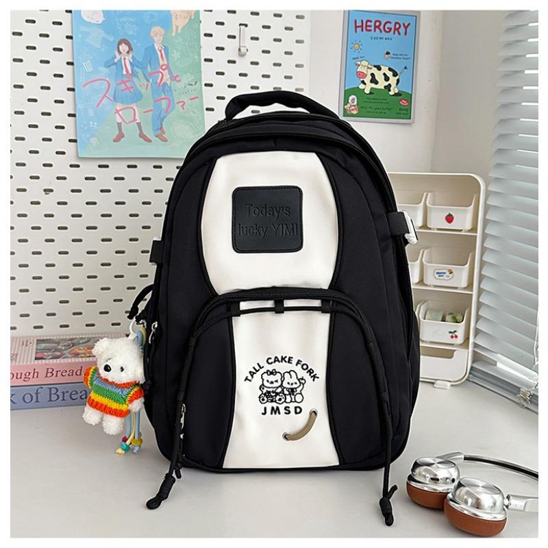 High Value, Fresh and Sweet, Contrasting Color Splicing Backpack, Girl Junior High School Student Lightweight Backpack