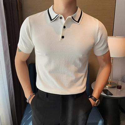 Polo estive da uomo a maniche corte con giunture colorate per abiti casual alla moda