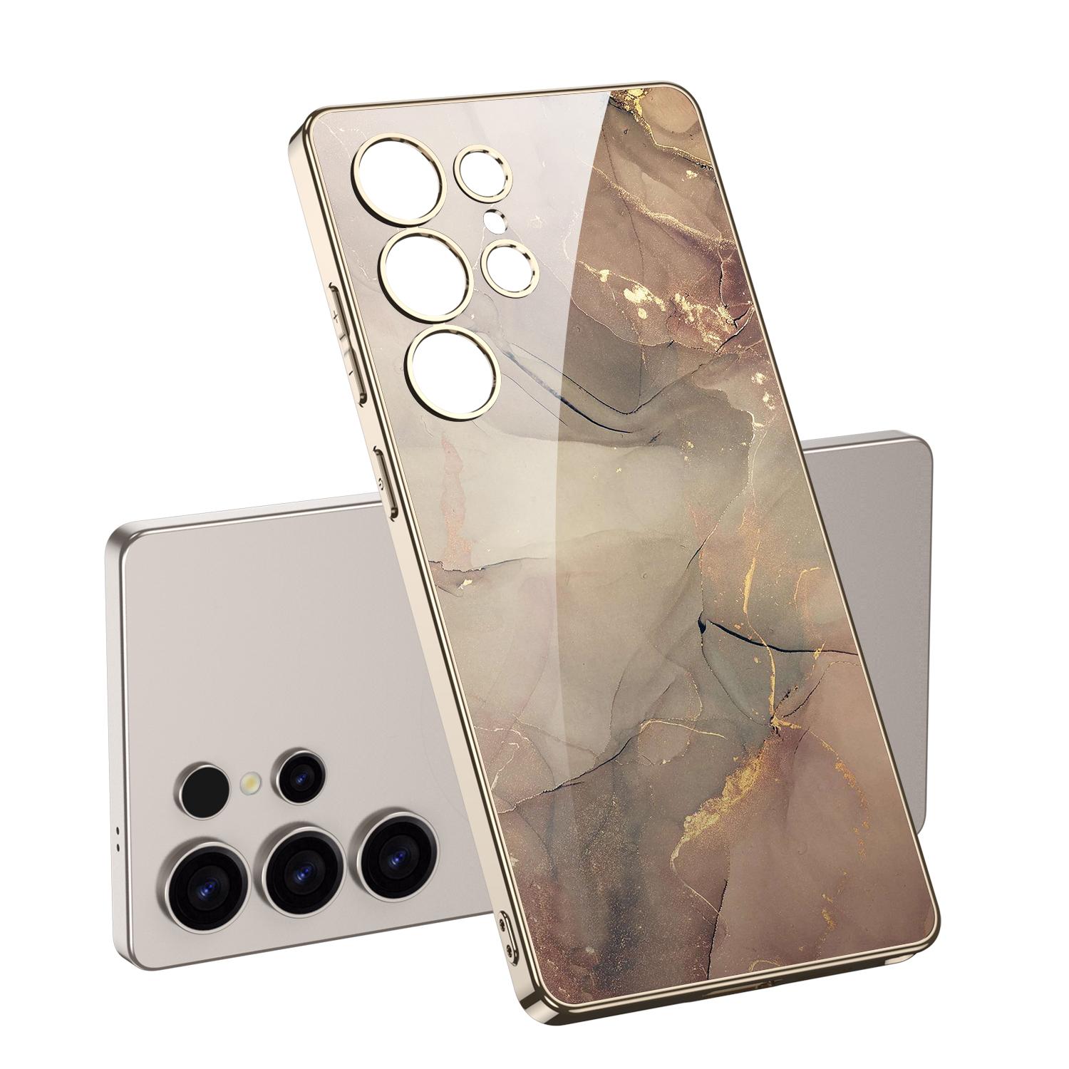 

Painted Marble Pattern Glass Case for Samsung Galaxy S25 S24 Ultra Luxury Plating Soft Edge Hard Cover for Galaxy S25 Ultra Case Galaxy S23 Ultra