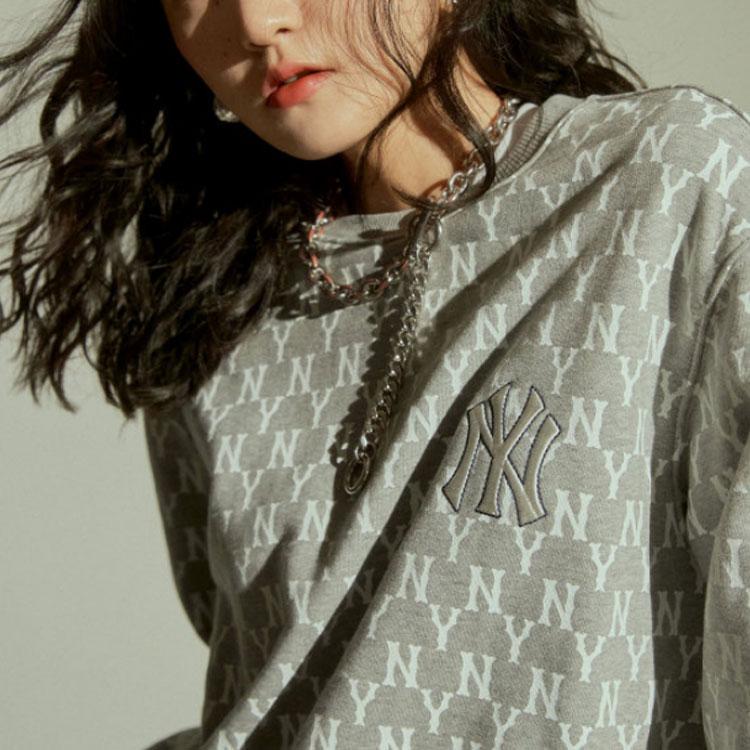 New MLB Mlb Old Flower Sweatshirt Unisex Gray 31MTM1111-50M