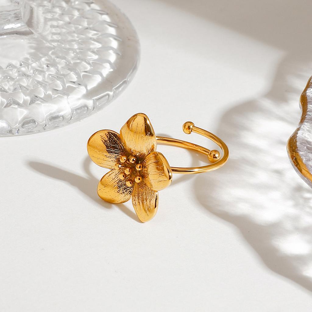 Arrivals Stainless Steel Flower Adjustable Open Ring PVD Plated Arrivals Jewelry Recommend Accessories 2025