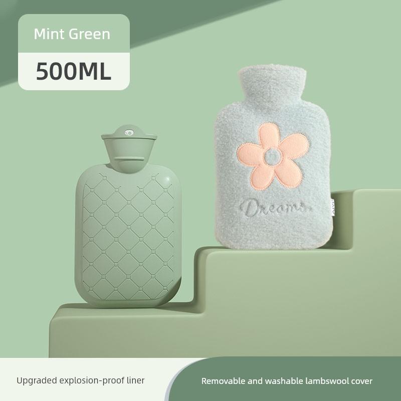 Hot Water Bottle, Thickened Explosion-Proof Hand Warmer, Small Hand Warmer Bag, Women's Belly Warmer, Plush Hot Compress Water Bag