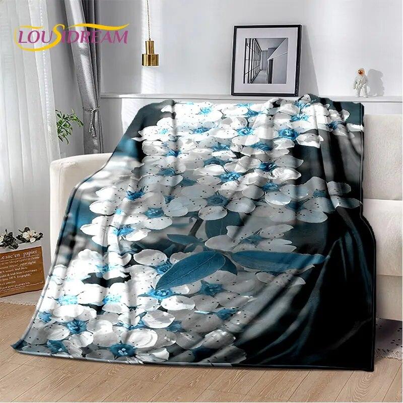 Nordic 3D Daisy Flower Soft Plush Blanket,Flannel Blanket Throw Blanket for Living Room Bedroom Bed Sofa Picnic Cover Bettdecke