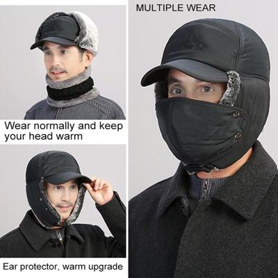 Unisex Winter Hat Thickened Fleece Lined Ear Protection Windoroof Buckle Fasten Heat Retention