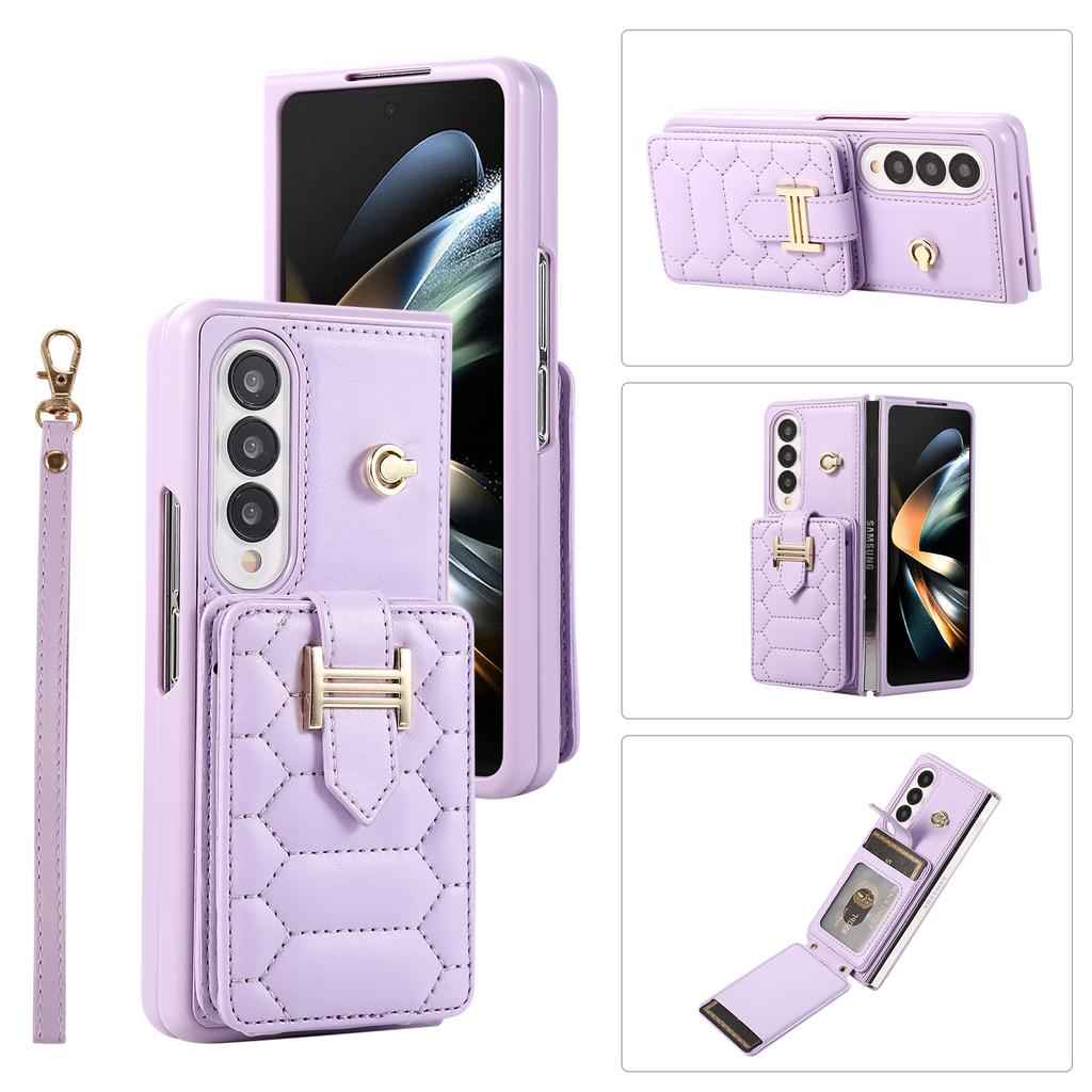 Crossbody Lanyard Phone Case for Samsung Galaxy Z Fold 7 6 5 4 3 Fold7 Fold6 Folio Wrist Strap Leather Card Holder Wallet Cover