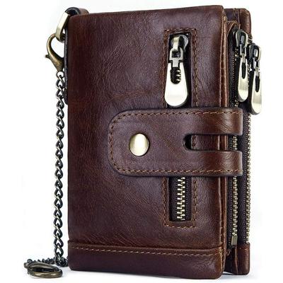 Männer Brieftaschen Mode Kurze Desigh Zipper Karte Halter Leder Geldbörse Solide Münzfach Hohe Qualität Männlichen Luxus Marke Kette Tasche