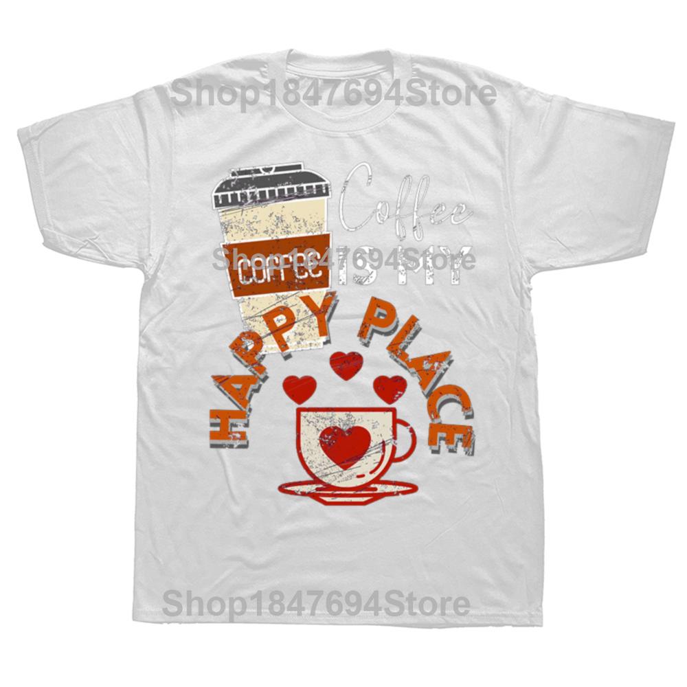 Coffee Is My Safe Place Comfort T Shirt Women Funny Retro Coffee Graphic Tee Aesthetic Tshirt High Quality Cotton Tshirt