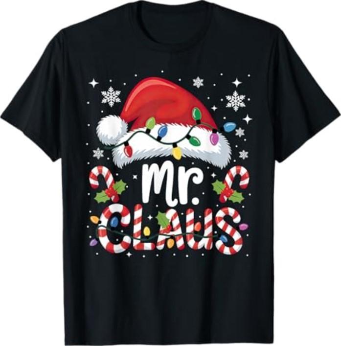 Mr and Mrs Claus Couples Matching Christmas T-Shirt Unisex T-Shirt S