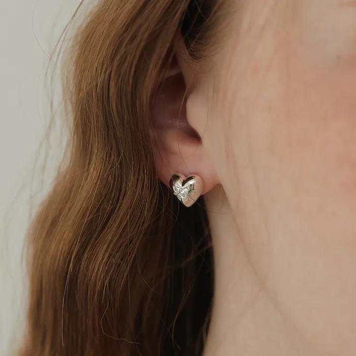 (Silver 925) Flower Cubic Full Heart Earrings EC3068