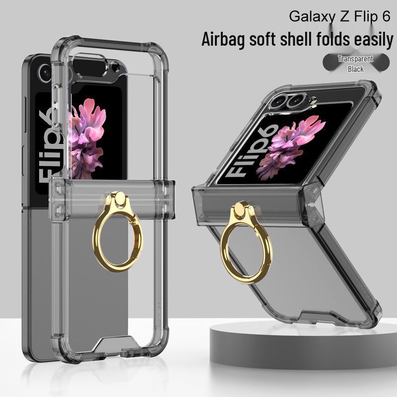 Samsung Z Flip6 Protective Case with Hinge Ring Holder, Full Coverage, Anti-fall. Suitable for Men & Women.