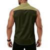 Men's Workwear Lapel Button-Down Vest Shirt - Lightweight Sleeveless Top