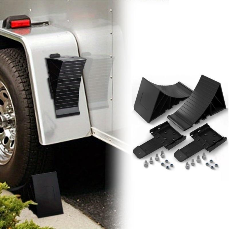 Wheel Chock Tire Support Pad Black Plastic Anti-Slip Tire Stopper Unviersal RV Trailer Wheel Stop Block Control Skid Resist
