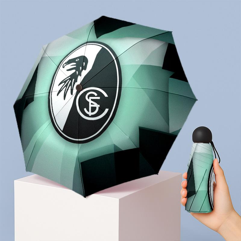 SC Freiburg FC Mini 5 Fold Pocket Umbrella Compact Lightweight Anti UV Rain Sun Protection Umbrella Portable Travel Umbrella