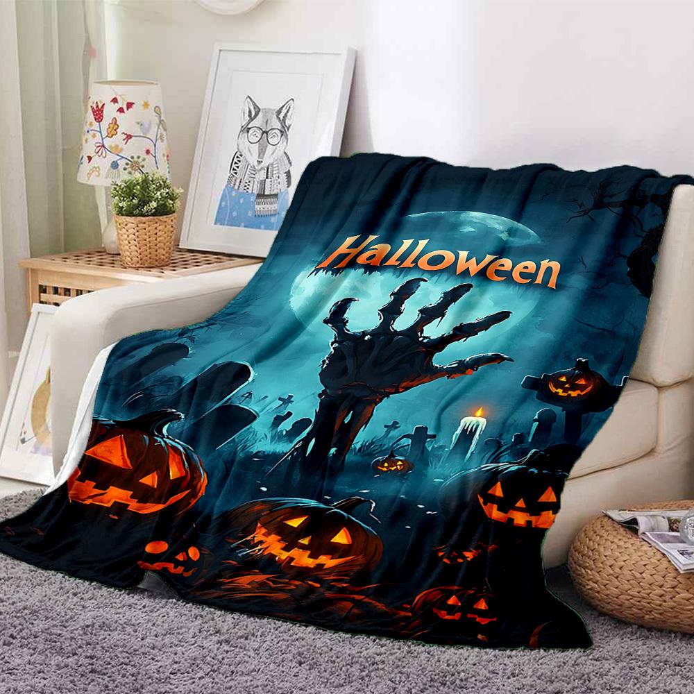 1pc Halloween Decorations Blanket Lightweight Blanket Throw Blanket For Sofa, Bed, Travel, Camping, Livingroom, Office yy251010041
