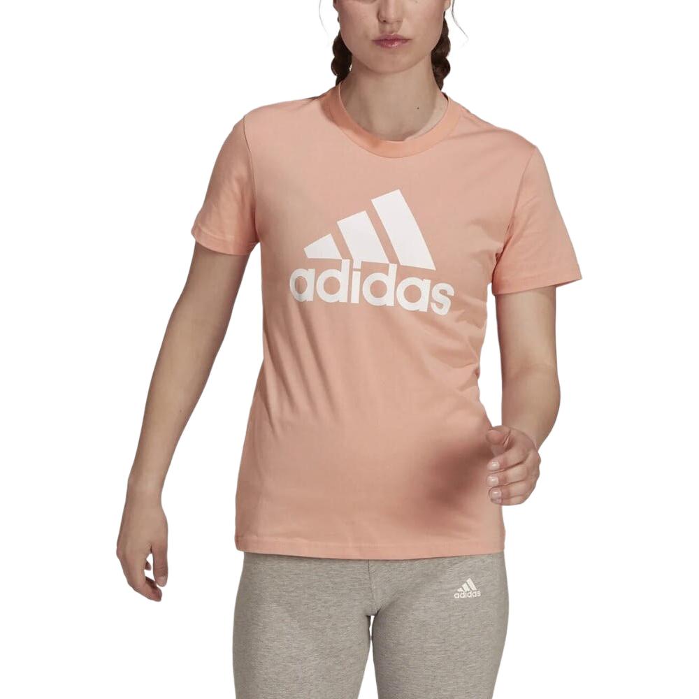 adidas T Shirts Women's Pink Crew Neck Moderate Straight Fit H07810