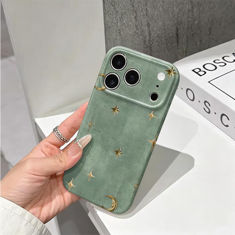 Shimmering Gold Sage Celestial Star Moon Graphic Art Film Aesthetic Protective Shockproof Bumper Phone Case Cover For iPhone 14 15 16 Pro Max Plus