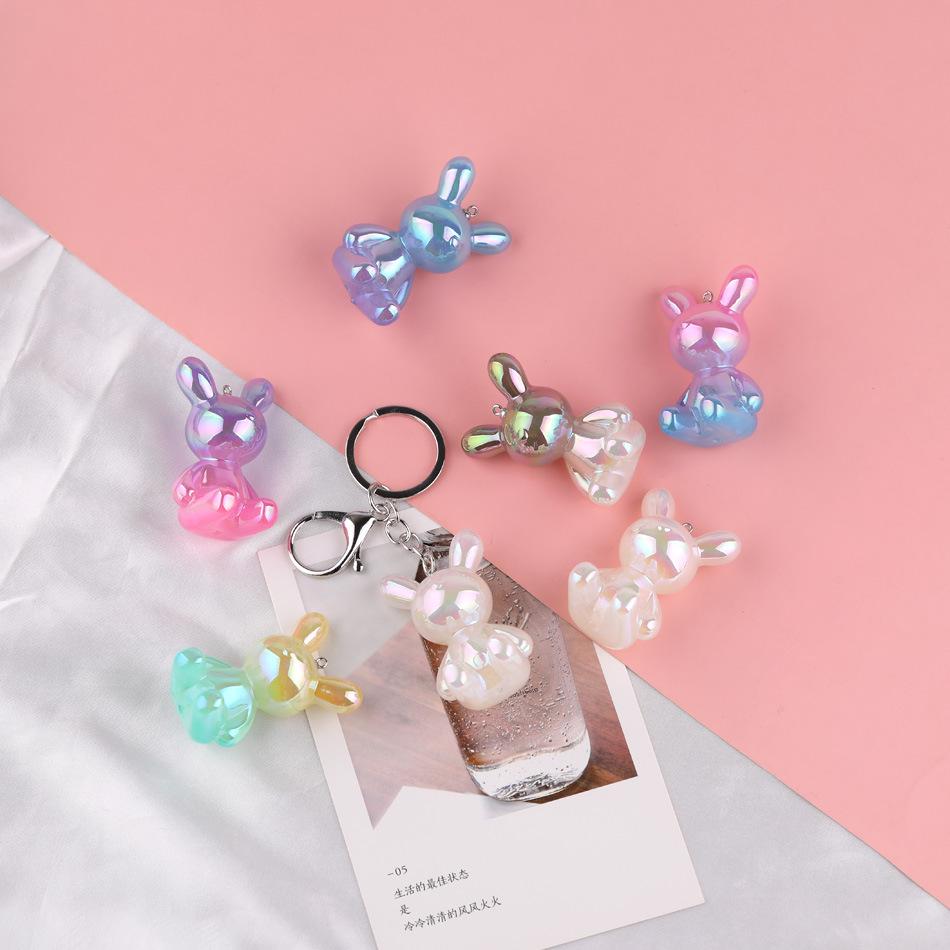

UV Plated Gradient Rabbit Acrylic DIY Necklace Pendant with Fine Glitter