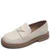 2025 Spring New Women's Leather Shoes Mid Heel Loafers British Style Black Casual Shoes Banquet and Office Wear Design