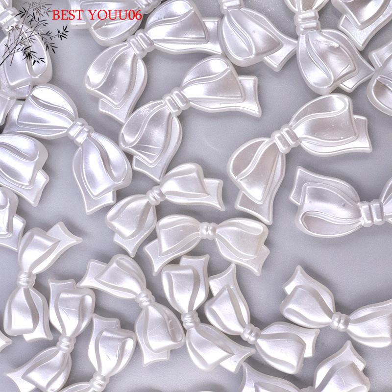 (YOUU06)10Pc White Bowknot Bow Acrylic Bead Loose Spacer Charm Bead For Jewelry Making Set DIY Bracelet Necklace Accessory