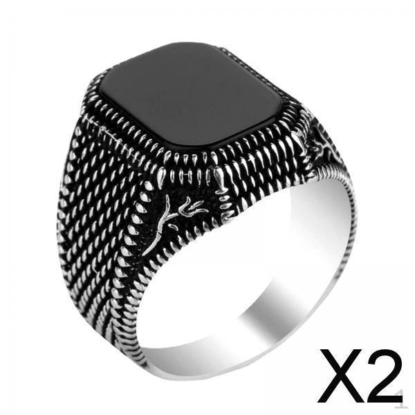 2xFather's Day Ring Valentine's Gift Men's for Birthday Wedding Party Size 8